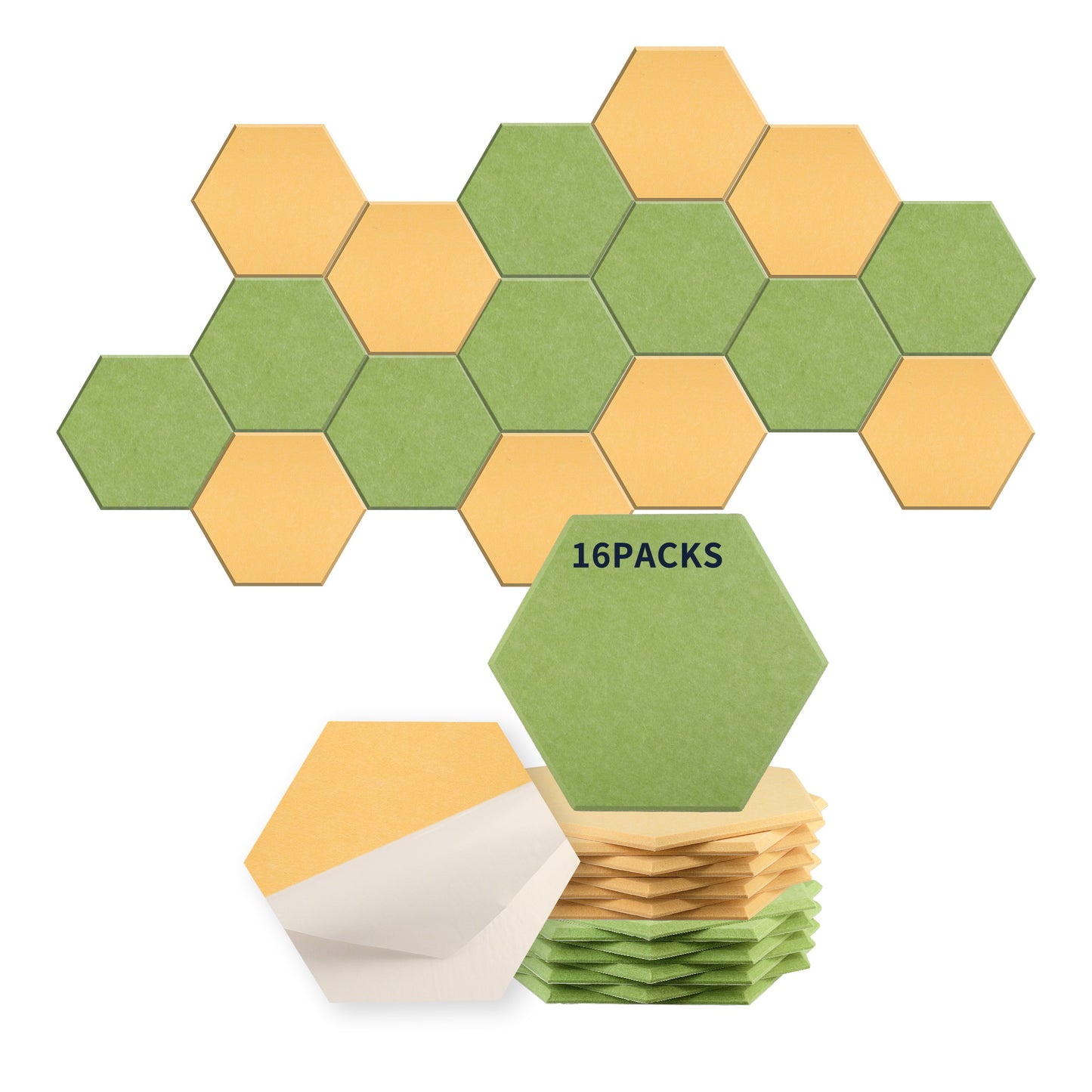 Hexagon Acoustic Panels, High Density, Sound Proofing, Decorative Noise Reduction Felt Wall Tiles for Ceilings, Home Office & Gaming Room, 14x12x0.4 Inch