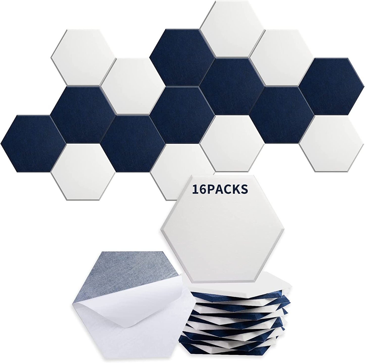 Hexagon Acoustic Panels, High Density, Sound Proofing, Decorative Noise Reduction Felt Wall Tiles for Ceilings, Home Office & Gaming Room, 14x12x0.4 Inch