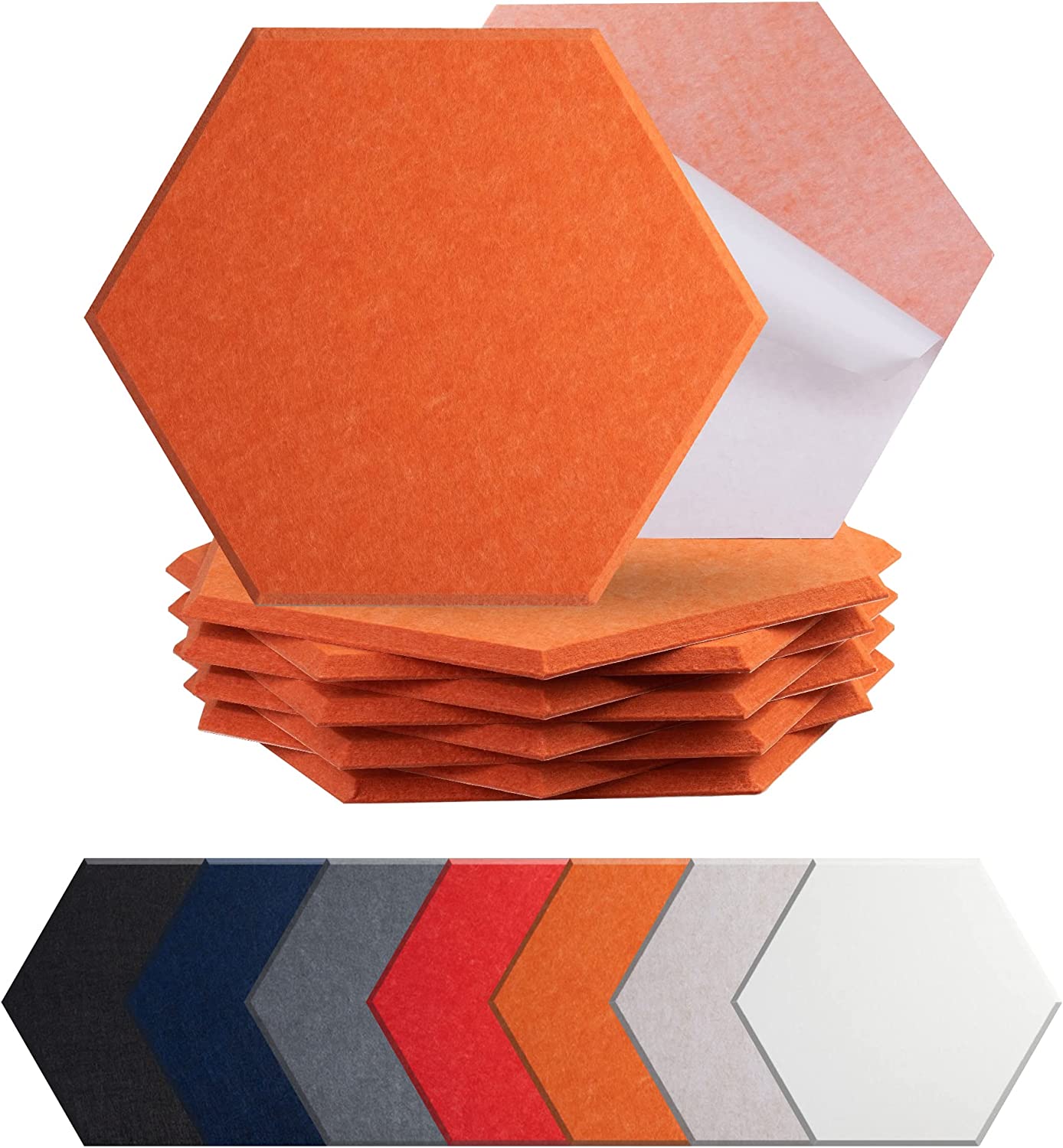 Hexagon Acoustic Panels, High Density, Sound Proofing, Decorative Noise Reduction Felt Wall Tiles for Ceilings, Home Office & Gaming Room, 14x12x0.4 Inch