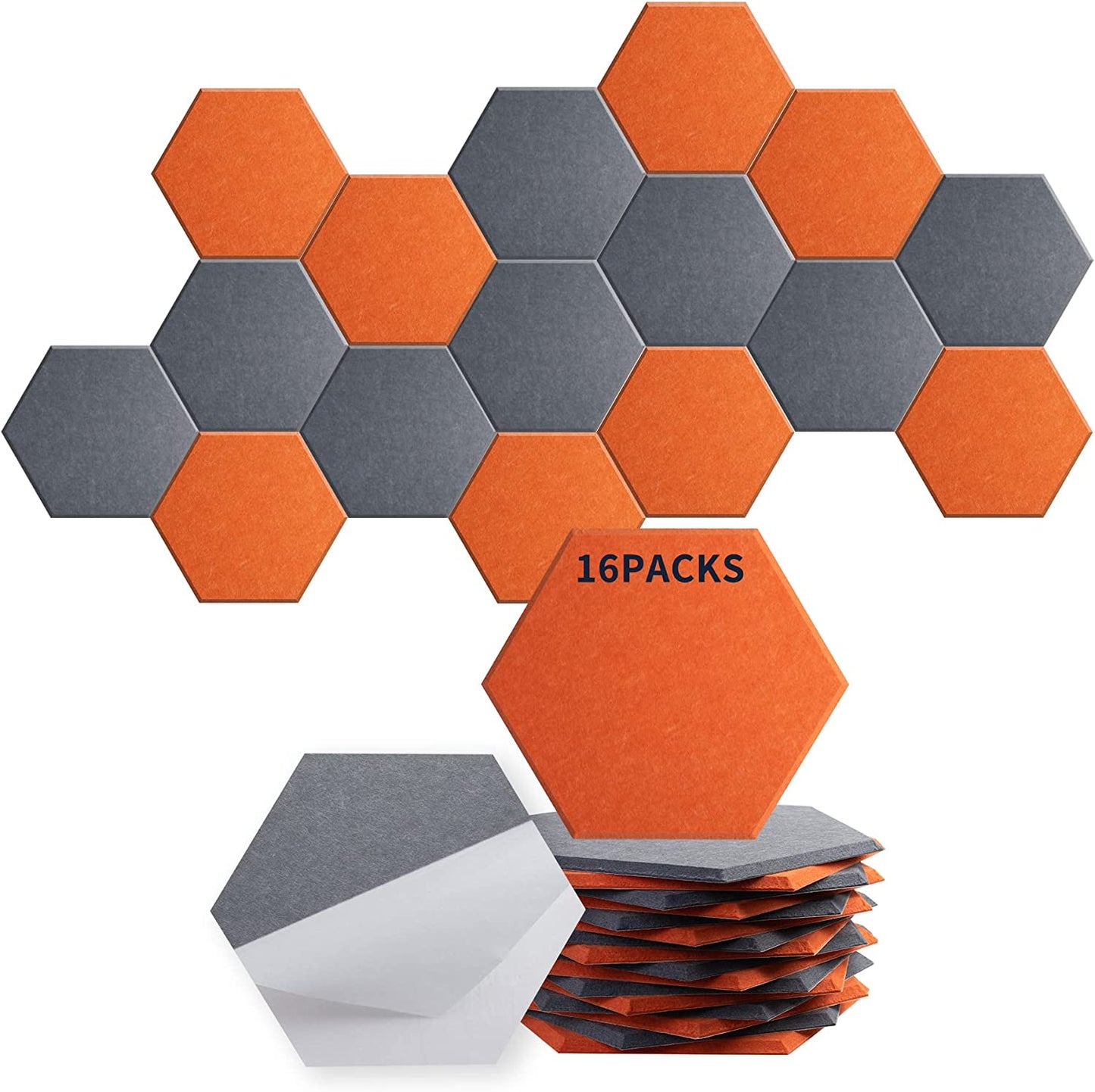 Hexagon Acoustic Panels, High Density, Sound Proofing, Decorative Noise Reduction Felt Wall Tiles for Ceilings, Home Office & Gaming Room, 14x12x0.4 Inch